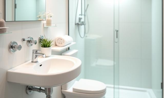 Clean and organised residential bathroom